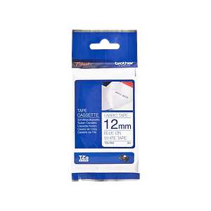 Cinta tela planchable Brother TZE-FA3 12mm azul marino en blanco 3m