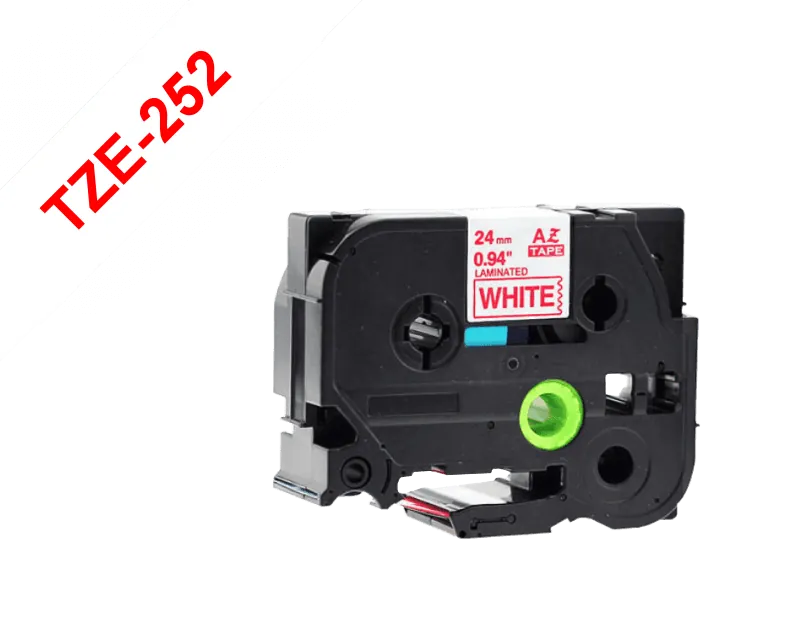 Cinta Brother TZE-252 24mm rojo en fondo blanco 8m 1
