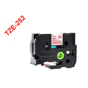 Cinta Brother TZE-252 24mm rojo en fondo blanco 8m