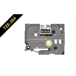 Cinta Brother TZE-354 24mm dorado en fondo negro 8m