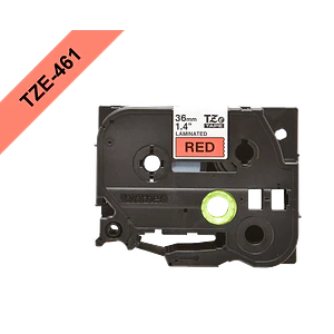 Cinta Brother TZE-461 36mm negro en fondo rojo 8m