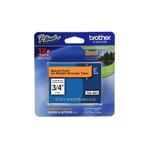 Cinta Laminada Brother TZE-B41, Texto Negro sobre Naranja Fluorescente, 18mm, 5 Metros
