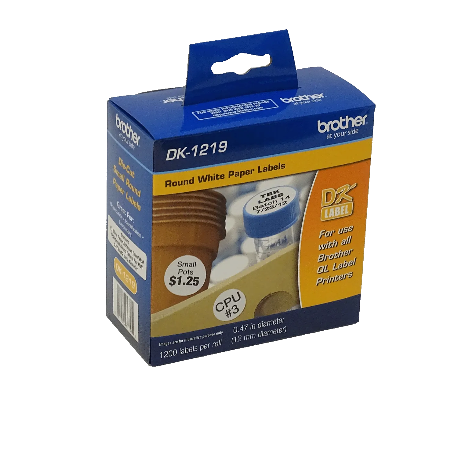 Etiquetas Adhesivas Papel Blanco para QL Brother DK1219, 12mm, 1200 etiquetas 1
