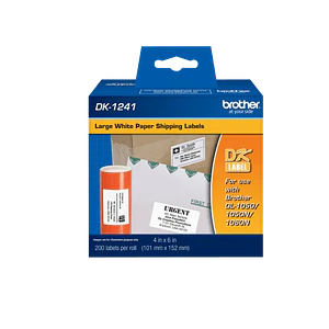 Etiquetas Grandes de Papel para Envíos Brother DK1241, Blanco, 101 x 152 mm (200 etiquetas)