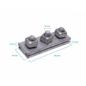 Brida Sujecion 3 Pernos 5/8T/VTRC 150x34x9x15mm para Postacion