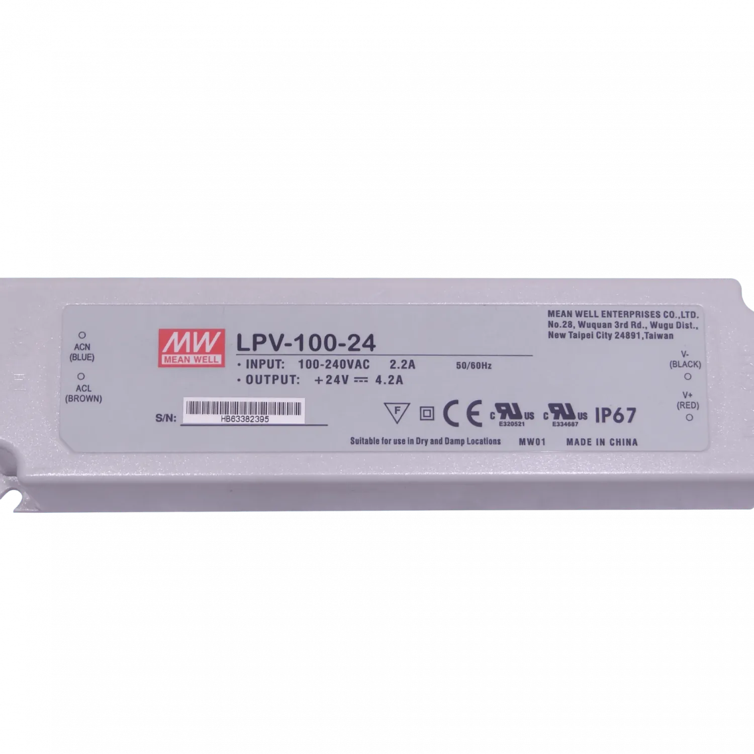 MEANWELL 24V 100,8W 4,2A 100-240VAC Fuente-Poder Plastica IP67 Sellada 1
