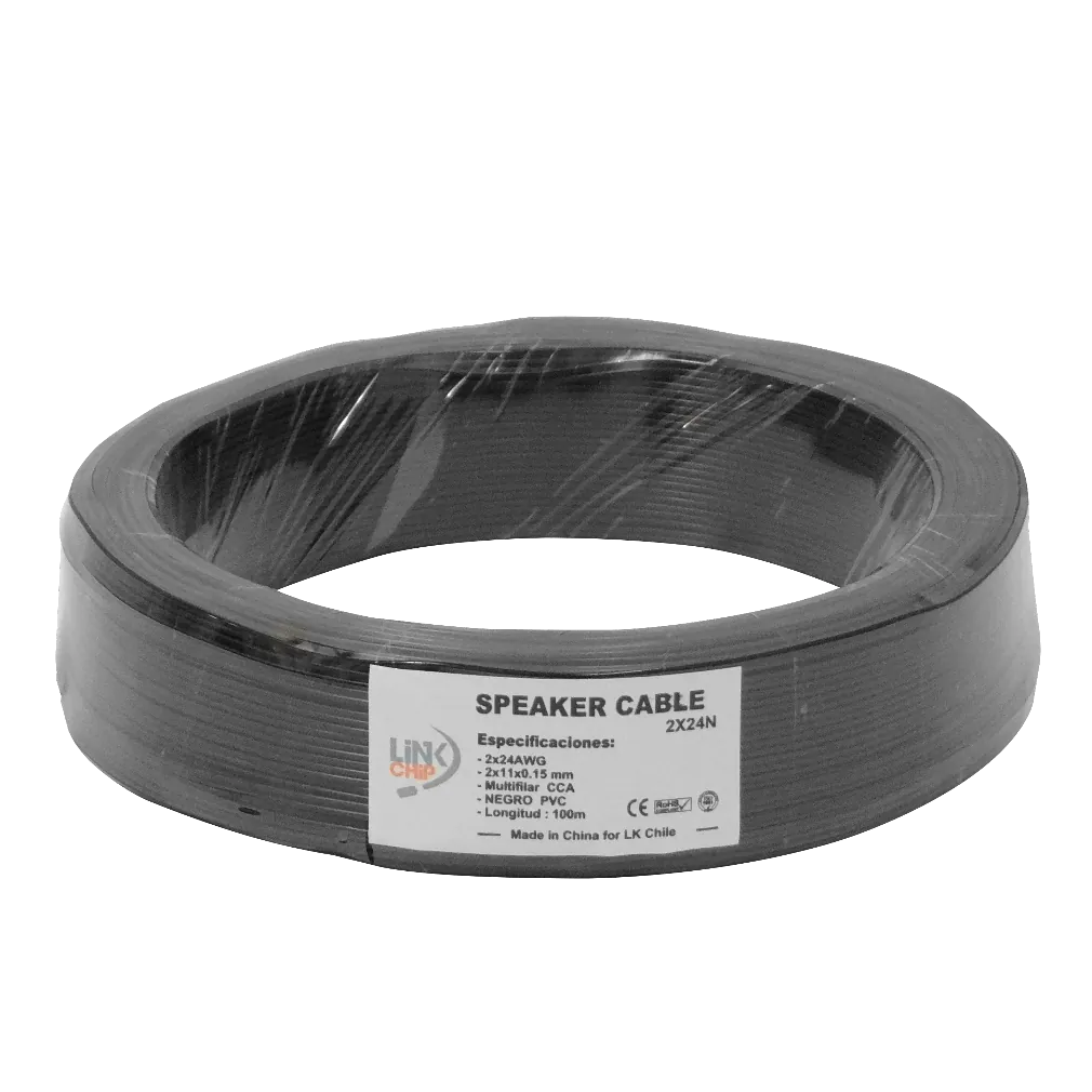 Cable Paralelo Negro 2x24AWG CCA 2x0,2mm² Multifilar 100m 1