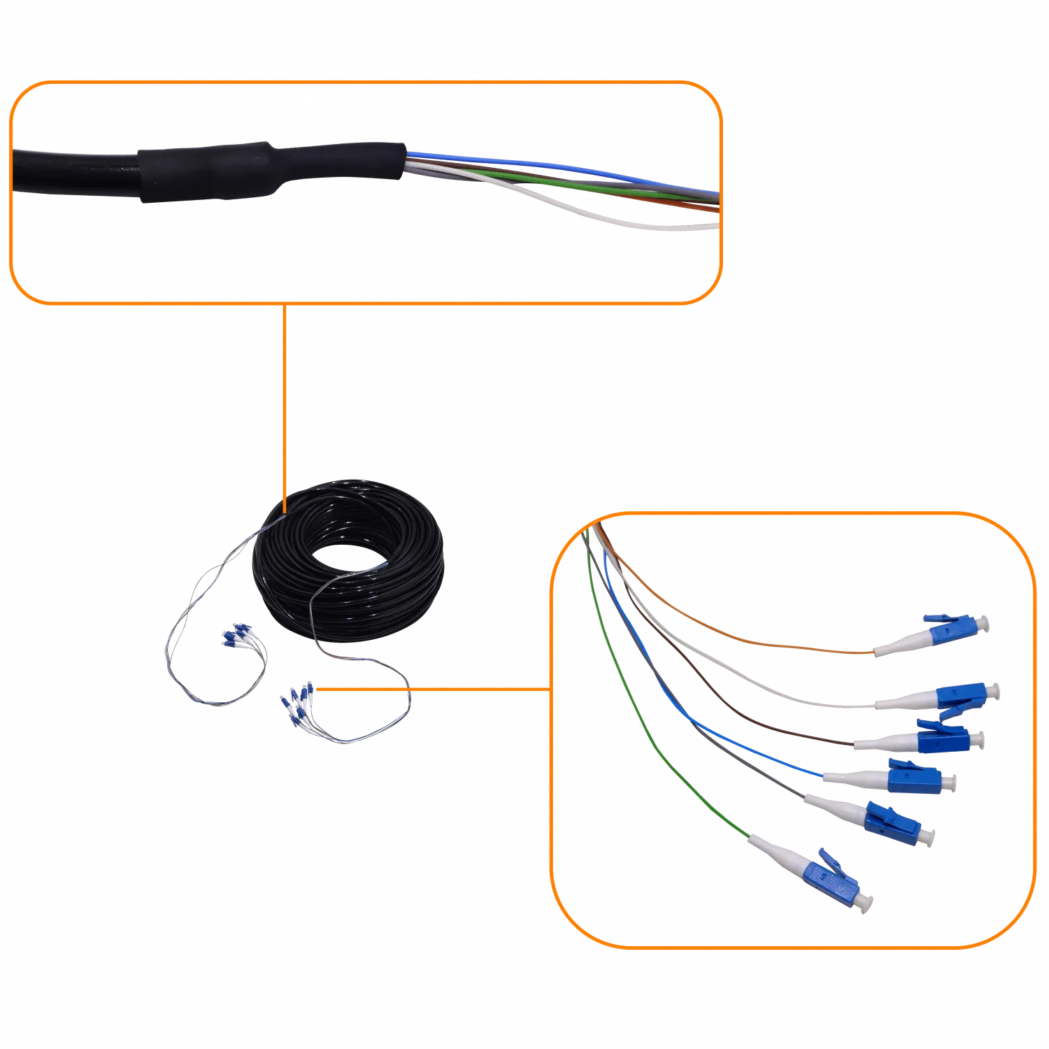 UBIQUITI 61m 200ft Jumper Cable Exterior 6-Fibras/LC-LC MonoModo 5,8mm 1