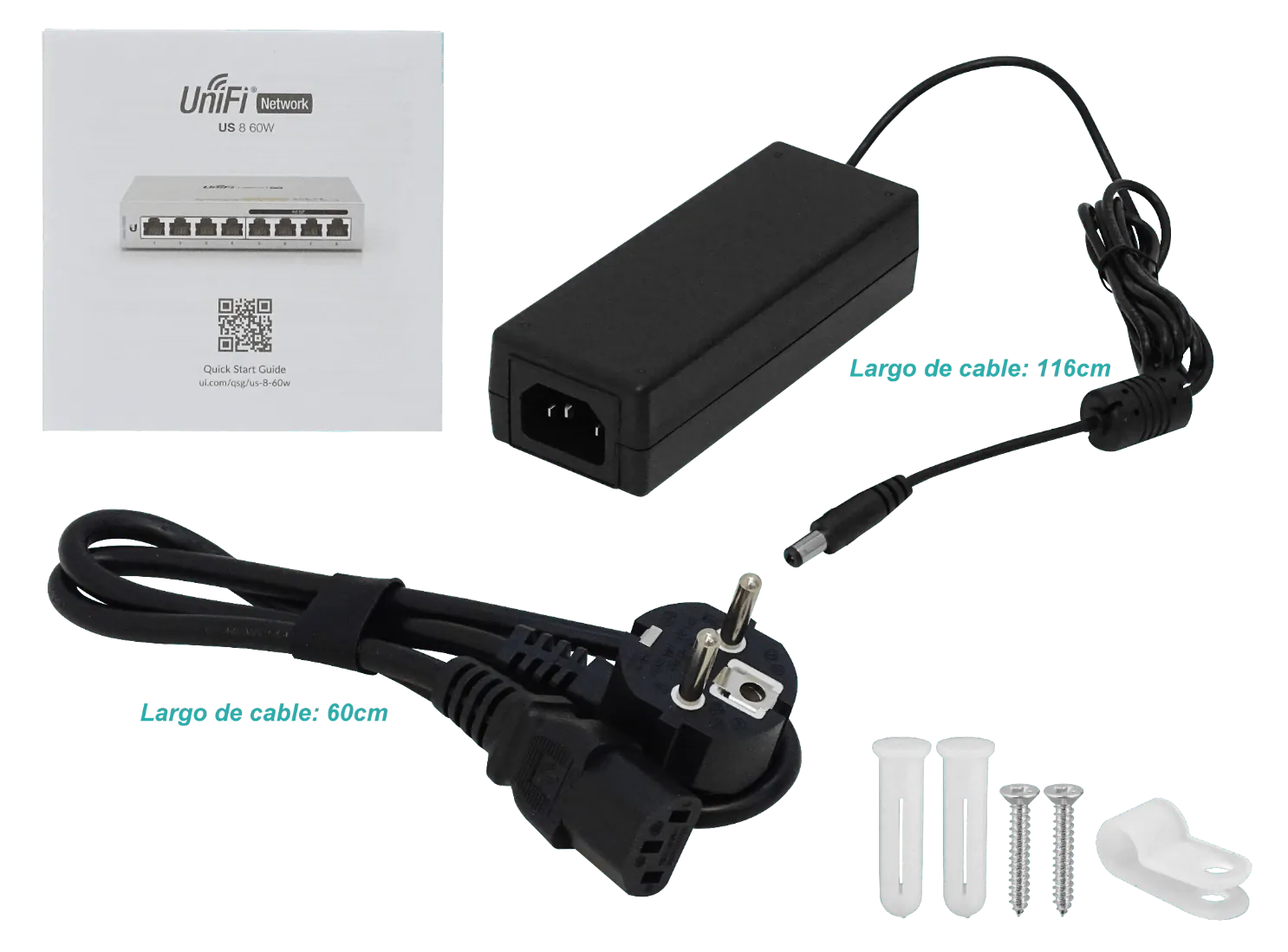 Switch Gestionado UniFi US-8-60W de Ubiquiti - 8 Puertos Gigabit, 4 Puertos PoE 802.3af, 60W 1
