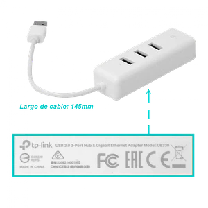 Adaptador TP-Link USB 2 en 1 con Hub de 3 Puertos USB 3.0 y Adaptador Ethernet Gigabit
