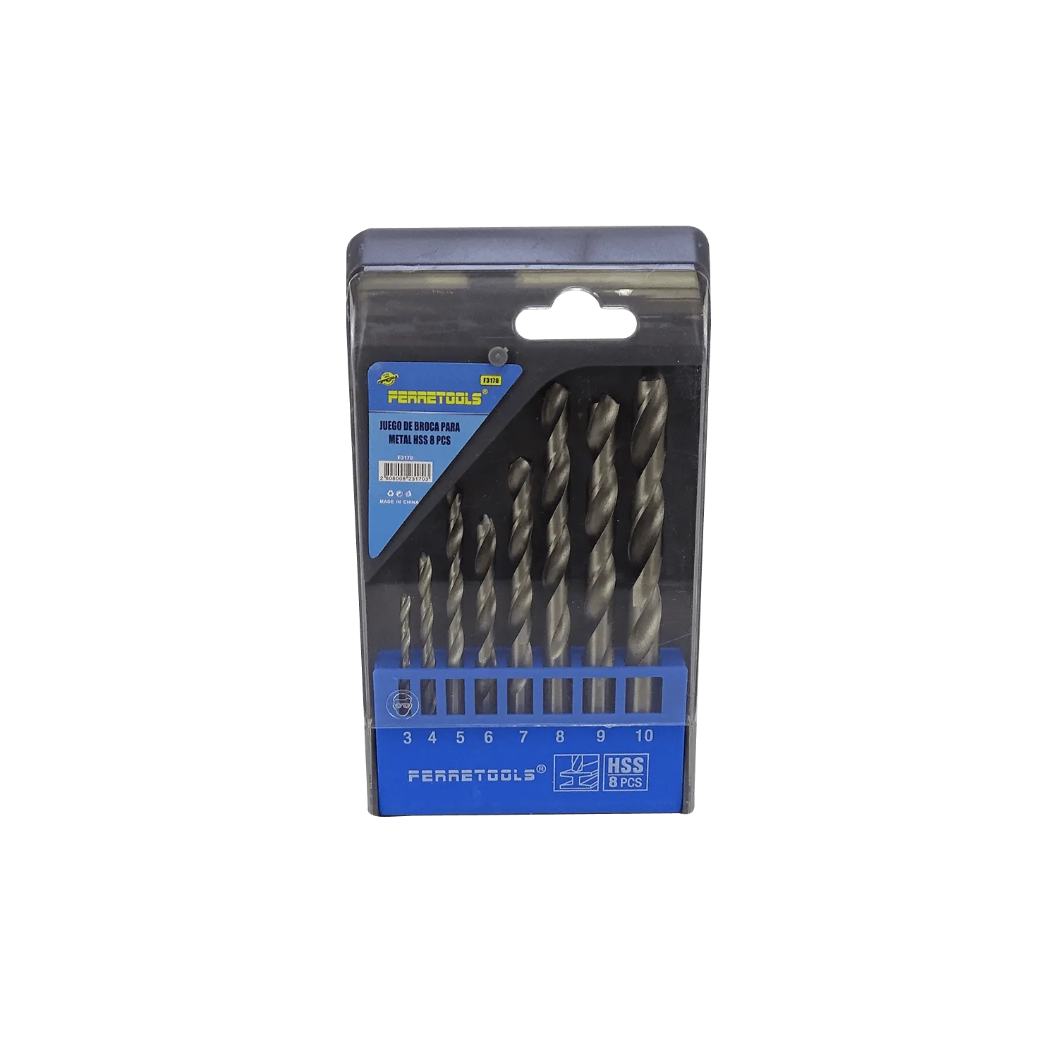 Brocas Metal 3,4,5,6,7,8,9,10mm Juego-8un F3170 FERRETOOLS  1