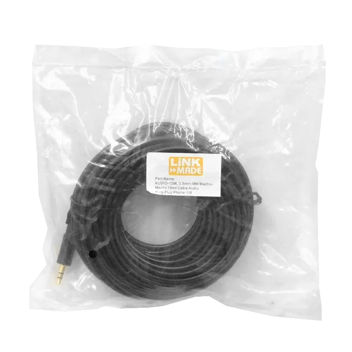 Cable de Audio 3.5mm Macho a Macho, 15m, Estéreo, Negro 1