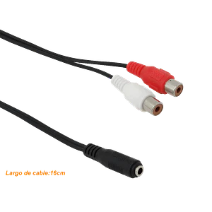 Cable de Audio 3.5mm Hembra a 2 RCA Hembra, 15cm