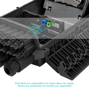 Caja de Empalme de Fibra Óptica 96 Fusiones IP68 Negra - BOX-96N
