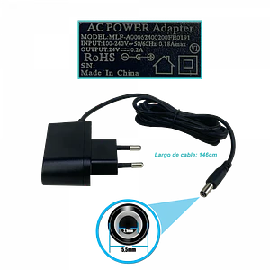 Fuente Poder 24VDC 0,2A 200mA 5W interior Plug-5,5x2,1mm p/Mikrotik