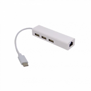 Adaptador USB-C a Ethernet RJ45 10/100mbps con hub 3 puertos