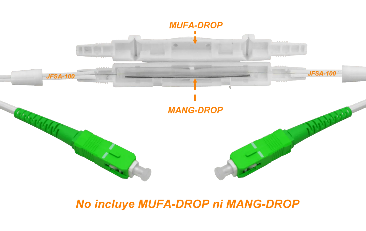 Cable fibra optica Blanco Drop 100m SC/APC Monomodo SM SX Pigtail JFSA-100 1