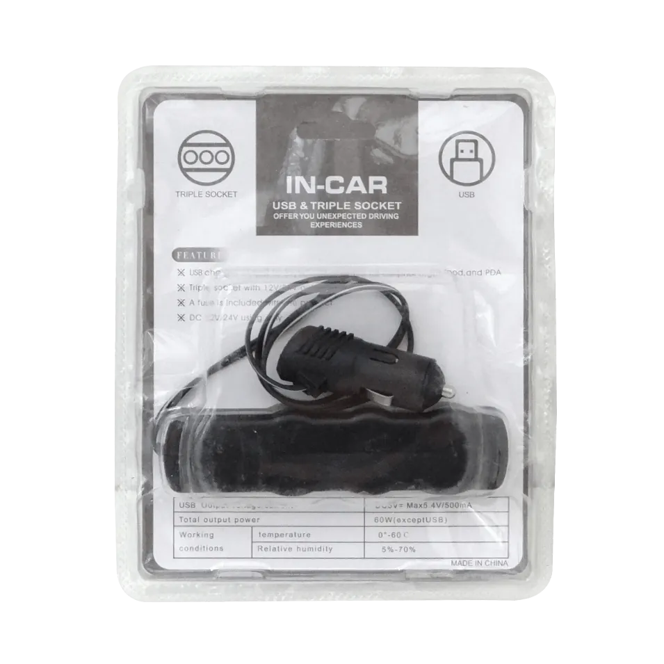 3-Vehicular-Hembra 1-USB-Hembra-AH 5VDC 0,5A 12V/24V-Macho-Encendedor 1