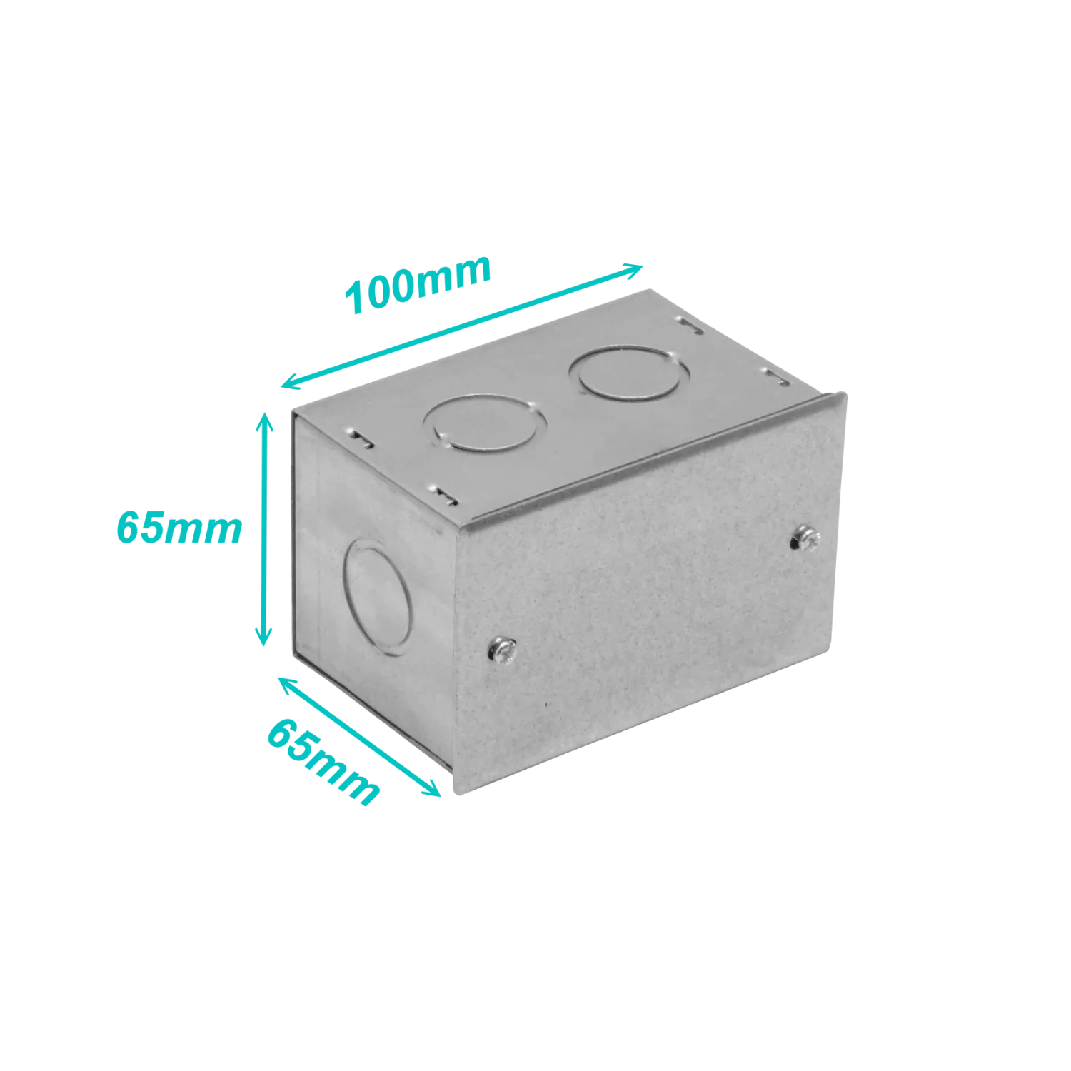 Caja Metálica FPCWM-1 A01, 100 × 65 × 65 mm con Tapa 106 × 69 mm Zincada 2
