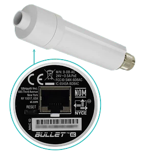 Punto de Acceso Exterior Dual-Band 2.4/5GHz, 22dBm, PoE Ubiquiti Bullet AC