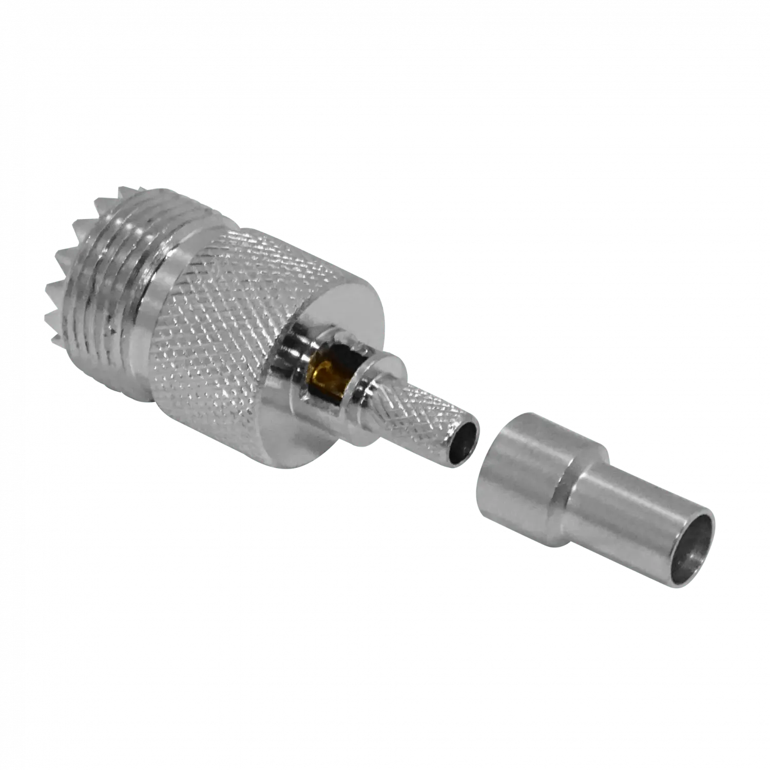Conector UHF GENERICO UH2C hembra LMR195 PL259 crimpeable soldable CA195 1