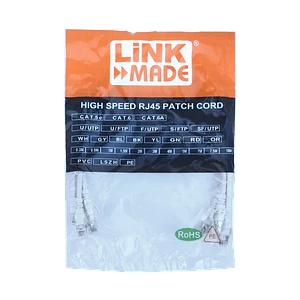 Pack x4 Cable Patch LINKMADE Cat6a U/FTP 0.5mt Blanco LSZH Inyectado Multifilar