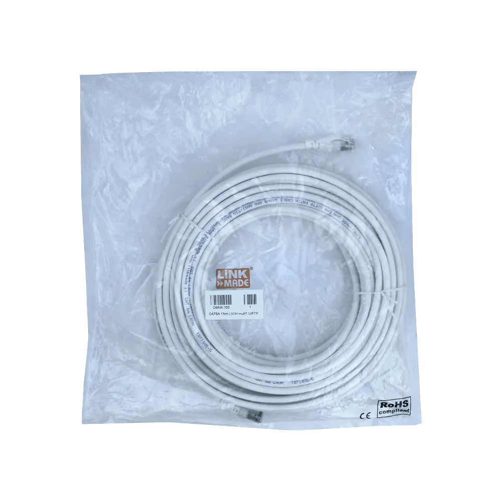 Cable Patch LINKMADE Cat6A U/FTP Blanco LSZH, 15m, Inyectado, Multifilar 1