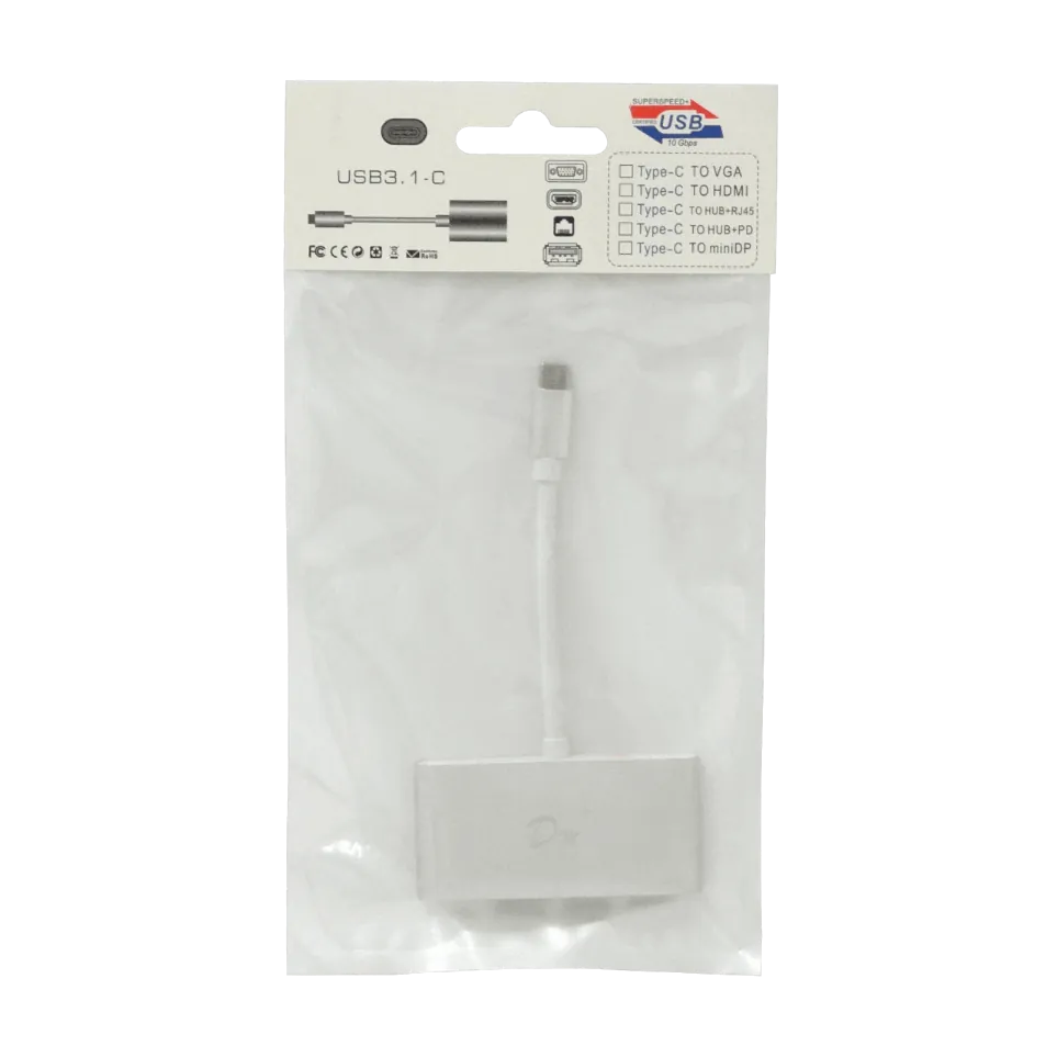 Hub USB-C a 1x USB-C + 3x USB-A, Cable 7cm, USB 3.1 Gen 1 1