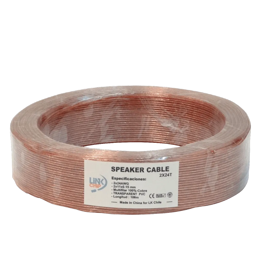 Cable Paralelo Transparente 2x24AWG Cobre 2x0,2mm² Multifilar 100m 1