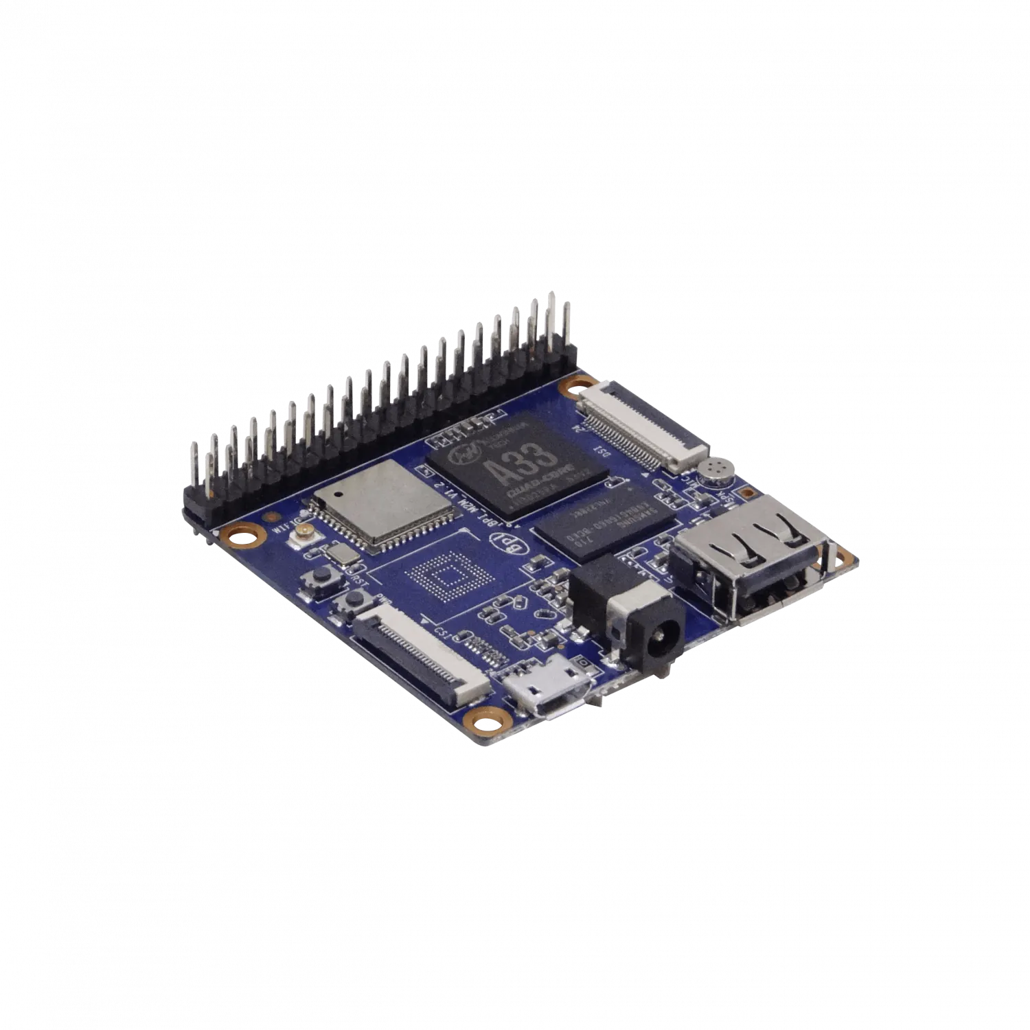 BANANAPI A33-Quad 512mb mSD eMMC req/5V-2A WiFiBT CSI DSI USB Plug-DC 1