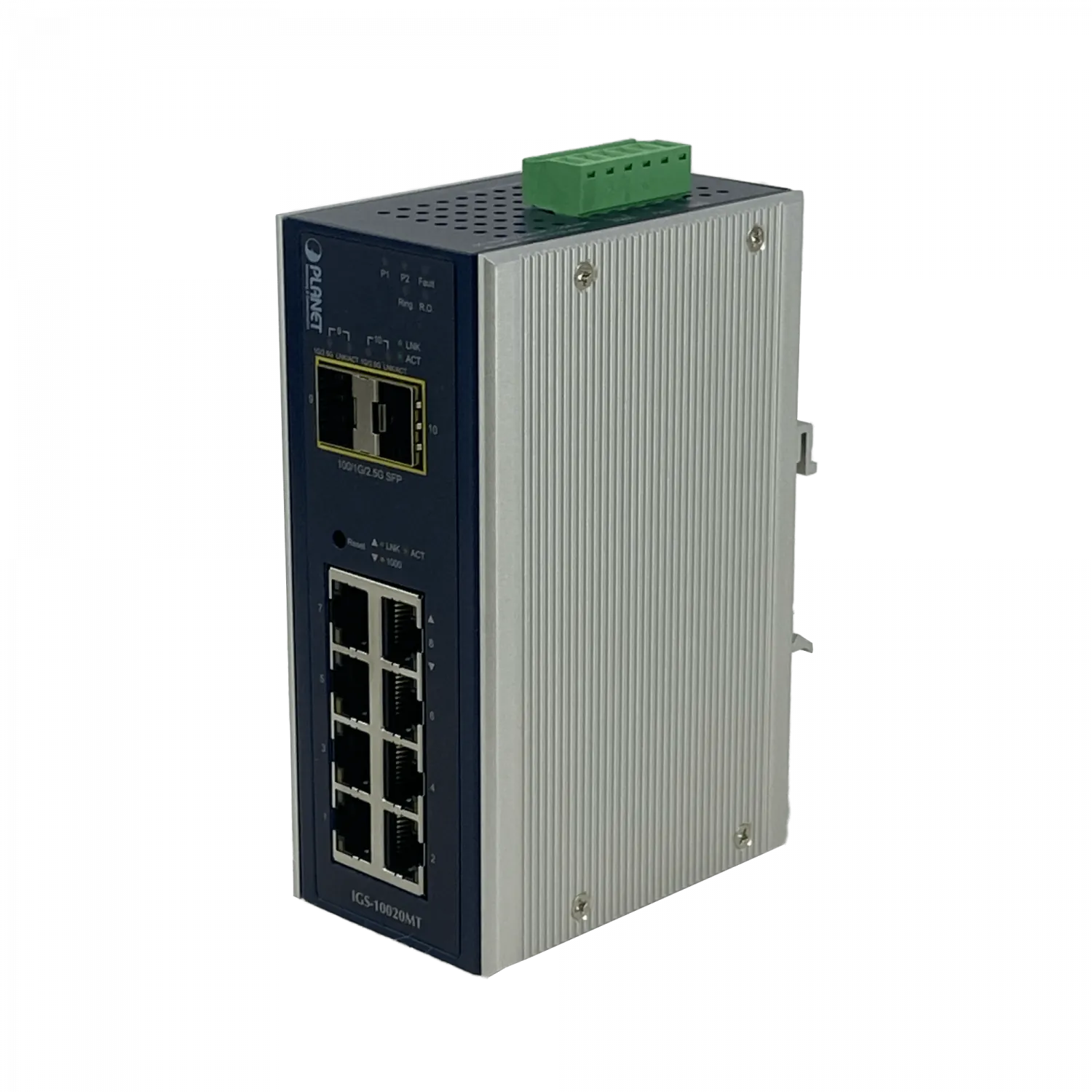 PLANET 8-1000 2-SFP Switch Industrial Admin Riel-DIN 12-48VDC 24VAC 1