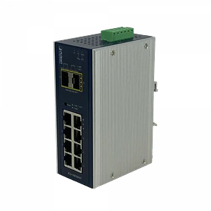 PLANET 8-1000 2-SFP Switch Industrial Admin Riel-DIN 12-48VDC 24VAC
