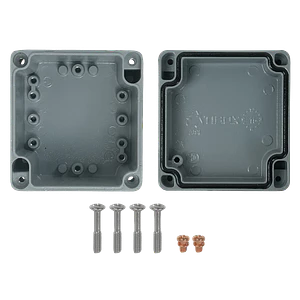Caja 80x75x59mm IP66 Aluminio Grueso 4-Tornillos 2-Aletas
