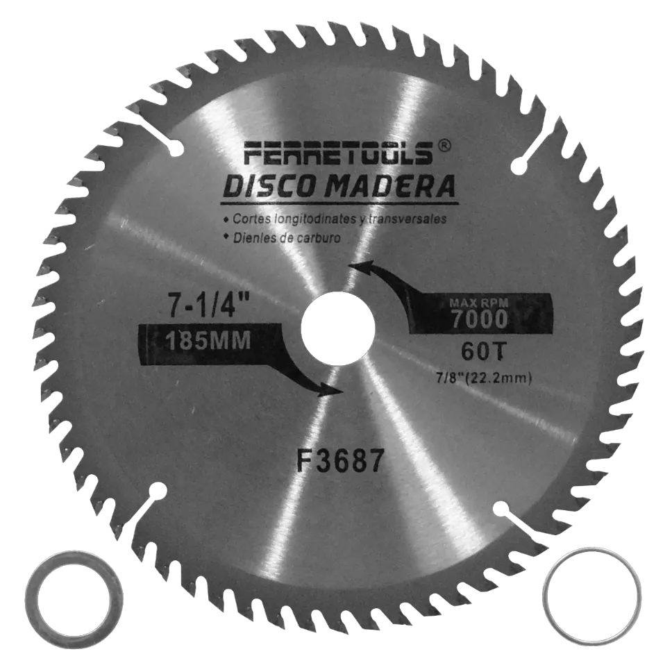 Disco Corte Sierra Madera Carburo F3687 185mm 60T 22,2mm 7000rpm  1