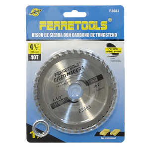 Disco de Sierra para Madera, 115mm, 40T, 22.2mm, 9000RPM, Carburo F3683