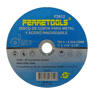 180mm 1,6mm 22,23mm Disco Corte Metal 8500rpm A30s F3612