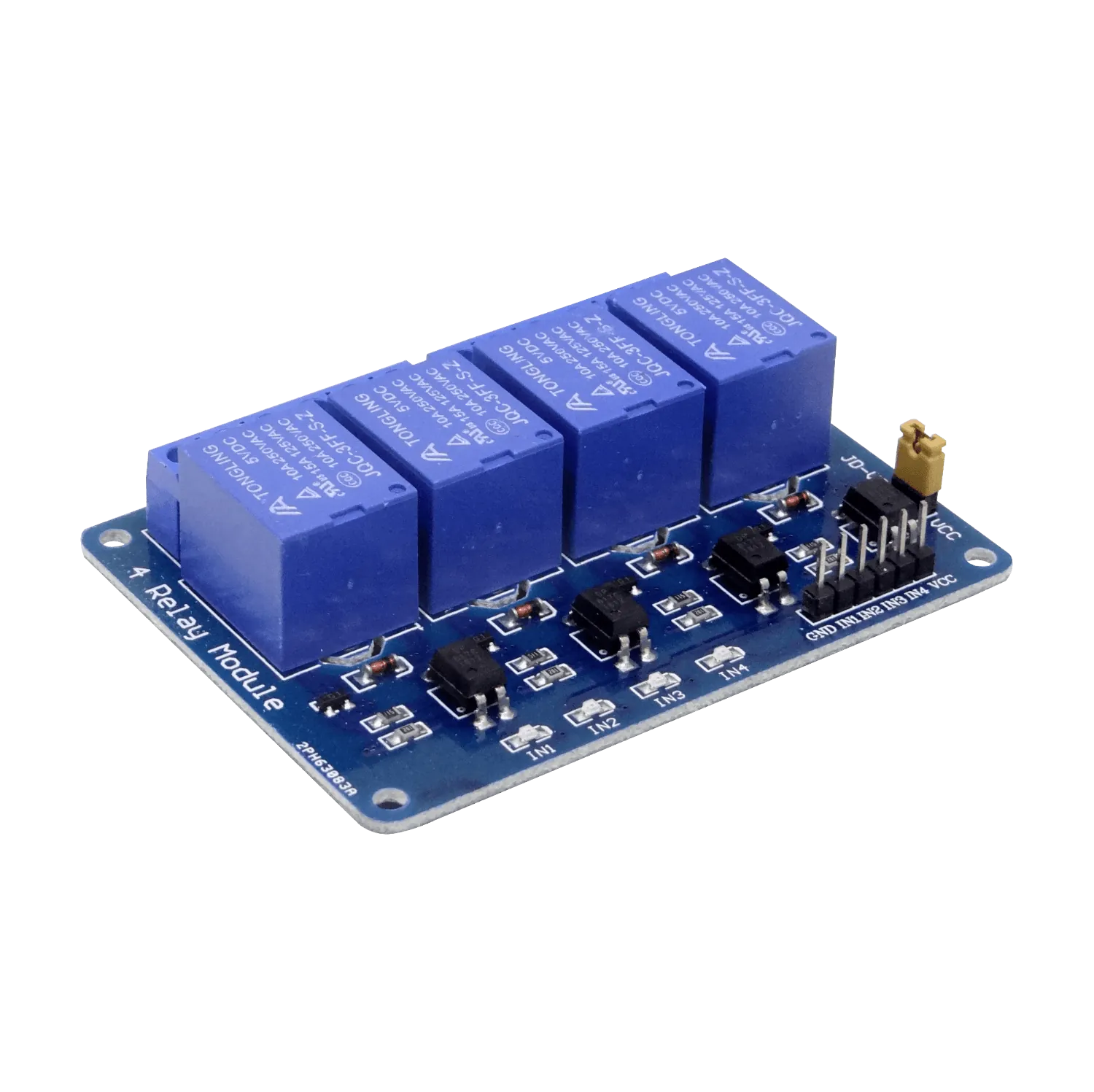 Módulo 4 Relés 5VDC 6-Pin NC/NA con LED Optoaislados JQC-3FF-S-Z 1