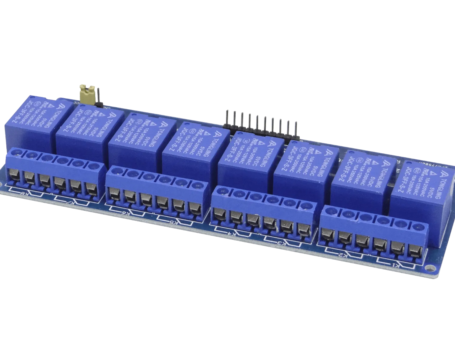 Módulo 8 Relés 5VDC 6-Pin NC/NA con LED Optoaislados JQC-3FF-S-Z 1