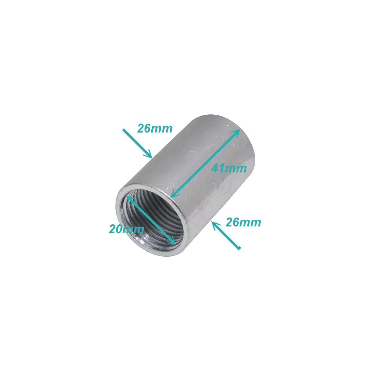 Zincado 1/2-Pulg Copla Largo-42mm Hilo Interno 1