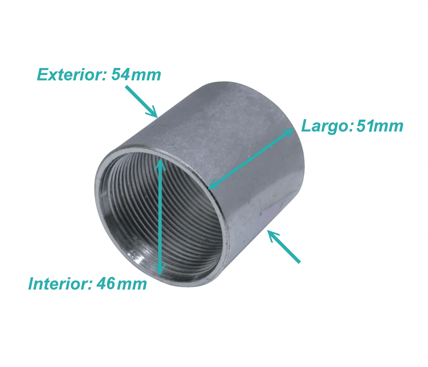Zincado 1-1/2-Pulg Copla Largo-54mm Hilo Interno 1
