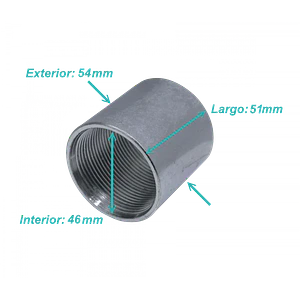 Zincado 1-1/2-Pulg Copla Largo-54mm Hilo Interno