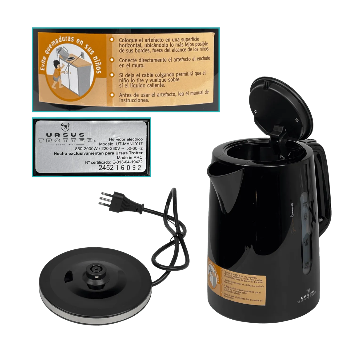 Hervidor de Agua Electrico 1,7Lts 220v Ursus Trotter  1