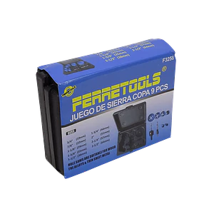 FERRETOOLS 6-Copas Sierras Madera 19-64mm 3/4-2 1/2pulg Juego-9-piezas