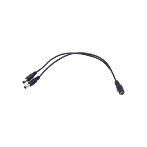 Divisor de Corriente 1-DC-H a 2-DC-M, 5.5x2.1mm, 22cm x2, Cable Negro