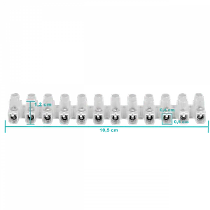 6-Ampere 1mm2 12-Pares Regleta-Tornillos 380V-Max 6A-Max 105x15x12mm