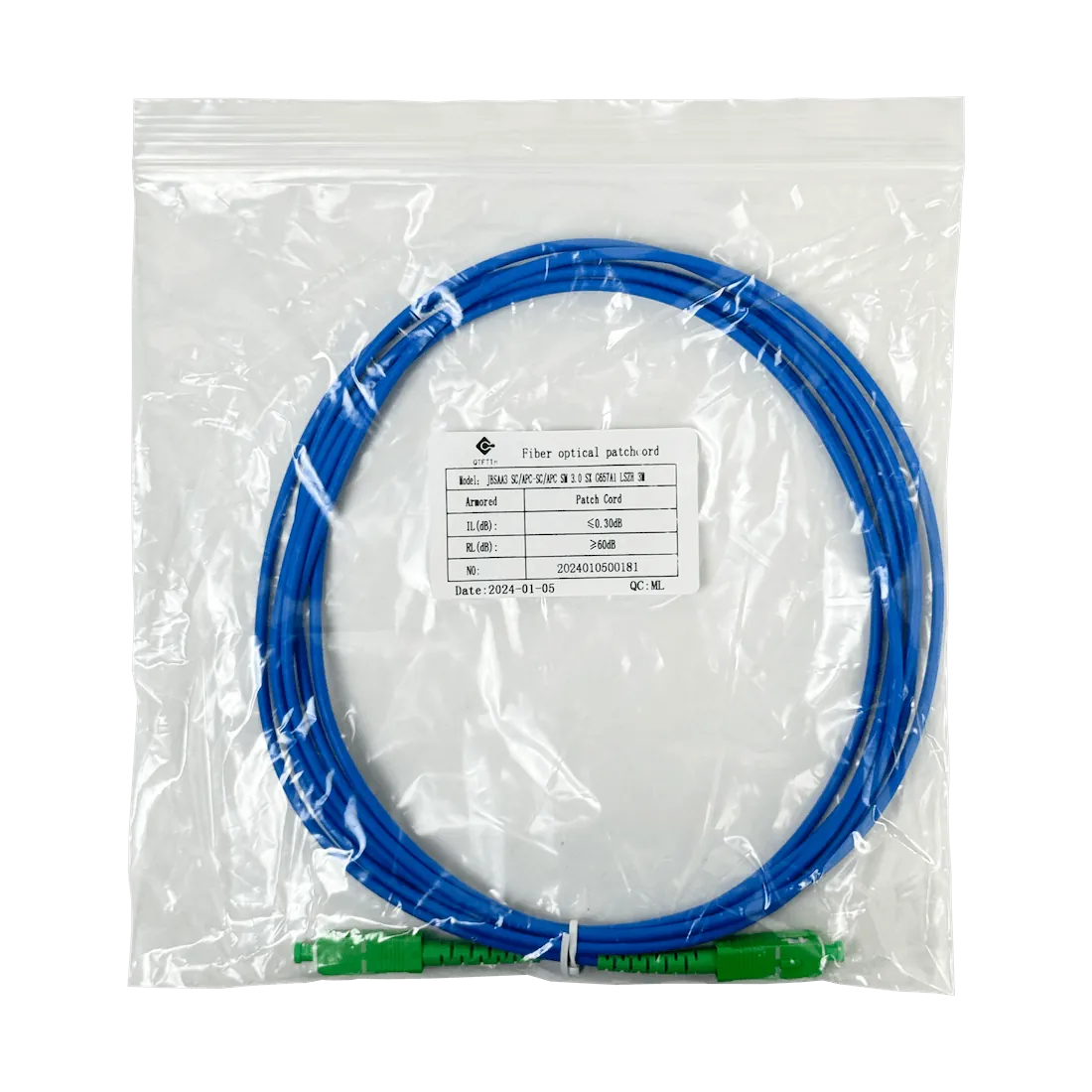 LSZH Blindado 3mt SC/APC-SC/APC SM Simplex JumperFibra 3.0mm 9/125um 1