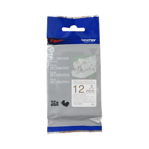 Cinta satin Brother TZE-R234 12mm dorado en fondo blanco 4m