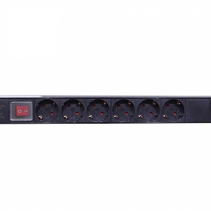 PDU 16A Enchufes 6-Hembra-Schuko in-Schuko Rack cable1,8m inc/M6-4KIT
