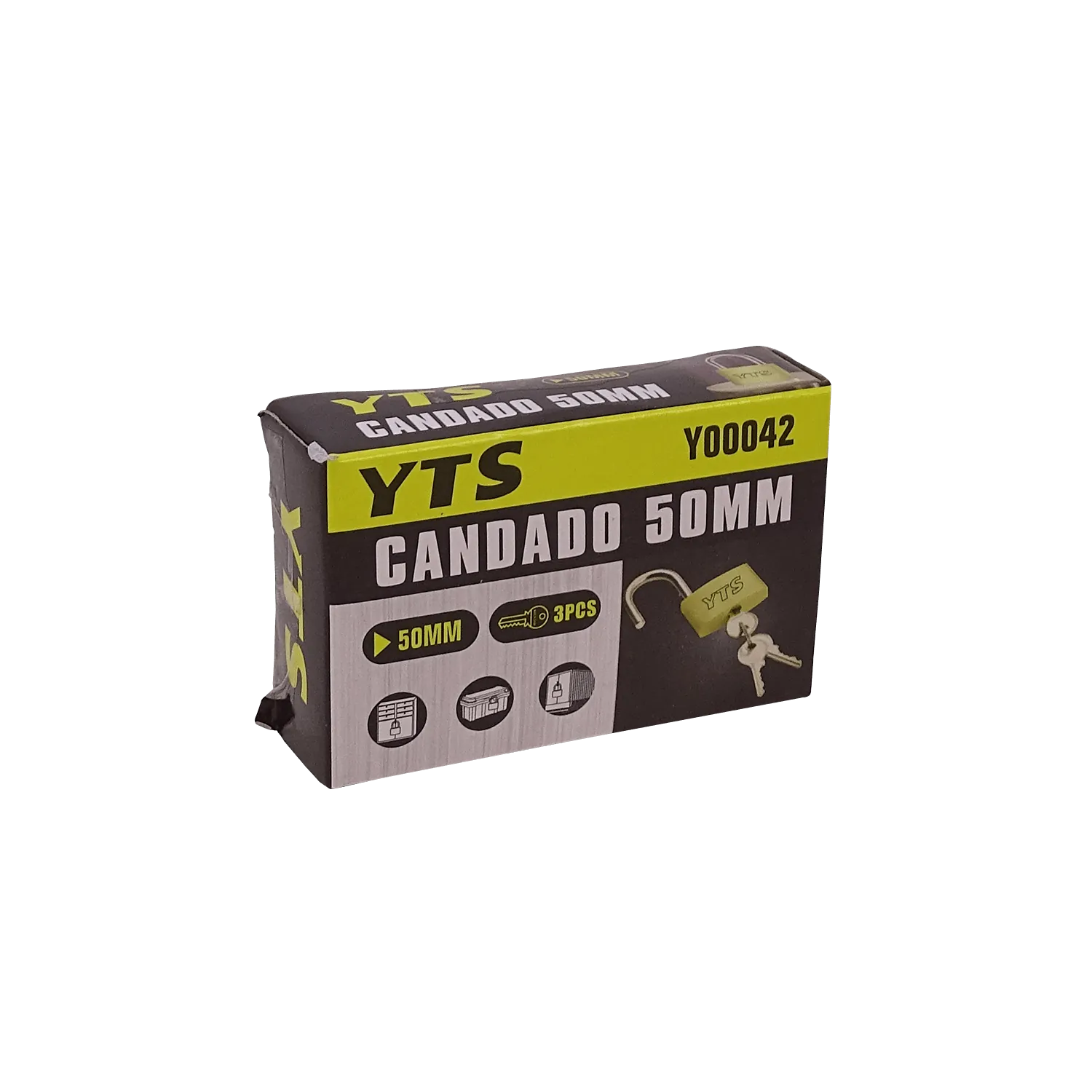 Candado YTS CANDADO-50 50mm con 3 Llaves Arco 28mm Acero Resistente 1