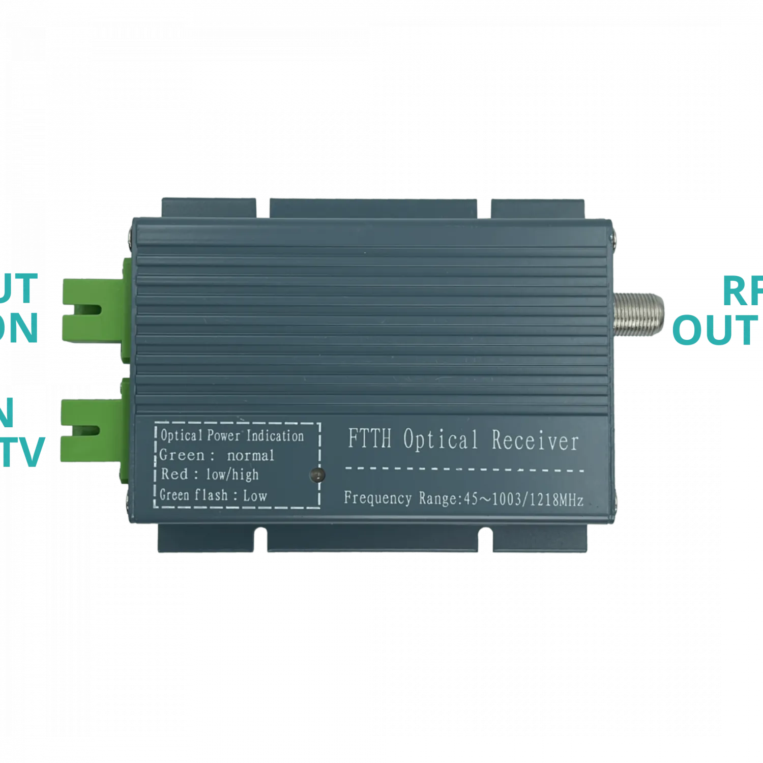 Receptor FTTH Activo, SC/APC F-Hembra, 1270-1577nm, 47-1002MHz, Requiere 12V 1